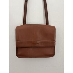 Evan-Picone Purse Women's Small Brown Leather Messenger Flap Crossbody Purse